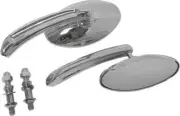 Harddrive Chrome Oval Side Mirror Set Pr for Harley Super Glide CVO 99-00