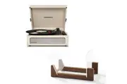 Crosley Voyager Bluetooth Portable Turntable - Dune + Bundled Crosley Record Storage Display Stand
