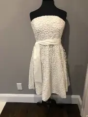 New With Tags Tibi white lace sleeveless Tube Womens 12 party dress Retail $570