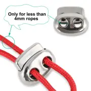 50 Pcs Plastic Cord Locks Double Hole End Spring Stopper Fastener, Silver Tone