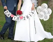 Party Decorations 1Set Customized Date Banner Wedding Just Married Best Day Ever Save The Date Hanging Paper Garland Birthday Party Decor Supplies (Color : Note The Date 6)