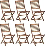 Acacia Wood Folding Garden Chairs Set of 6, Durable Outdoor Patio Dining Furniture, Space-Saving Deck Seating