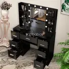 Bedroom LED Dressing Table Make up Desk Black Set with Lights Mirror & 7 Drawers