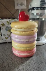 Viral Macaroon Canister Jar With Lid And Heart NEW