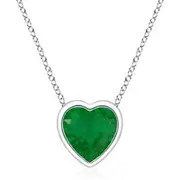 Bezel-Set Solitaire Heart Emerald Pendant