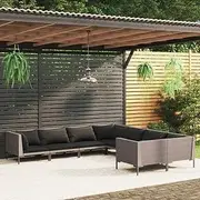 Patio Sets 8 Piece Garden Lounge Set with Cushions Poly Rattan Dark Grey