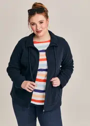 [Taking Shape] Taking Shape Polar Fleece Zip Front Jacket Size 16 in Navy - Plus Size Women's Clothing Navy