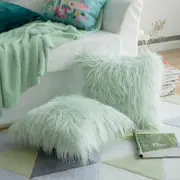 SZTXJ Set of 2 Faux Fur Cushion Covers Luxury Cushion Covers Soft Decorative Pillow Case Fuzzy Cushion Covers for Bed/Sofa, Green 18 x 18 Inches