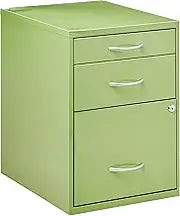 OSP Designs Office Star 3-Drawer Metal File Cabinet, Green Finish