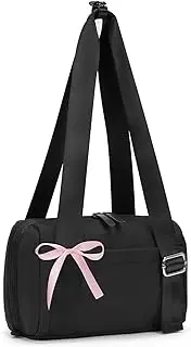 Mini Gym Bag for Women, Small Pink Duffle Tote with Wet Pocket, Lightweight Travel Workout Bag for Yoga, Fitness, Sports & Weekend Trips, Black, Sport