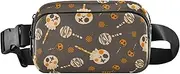 [Amooorous] Brown Halloween Candy Fashionable Crossbody Bag Waist Packs for Women Men Mini Chest Belt Bum Bag with Adjustable Strap for Travel Shopping Running, Brown Halloween Candy, 1 size