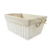 Square Paper Rope Basket with Liner - White