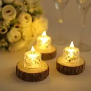 12 Clear 2 in Battery Operated LED Tealight CANDLES Diamond Design Party Events