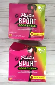 Playtex Sport Odor Shield Regular Unscented Tampons 32 Count (2 Boxes)