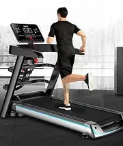 Folding Treadmills Treadmills,Multifunctional Foldable Electric Treadmill Blue Backlit LCD Display Music Treadmill Home Gym