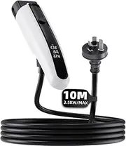 Type 2 EV Charger - 3.5KW, 10M Cable, Adjustable Current (10A-15A), Compatible with Australian 10A & 15A Power Socket (Adapter Included), Compatible with Tesla, BYD, MG, Kia, Polestar & More