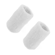 Pair Wrist Band Sweat Absorbing Cotton Terry Cloth White 8x10cm