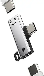 Dual USB C Headphone Adapter DAC Type-c Jack Dongle(2in1) Charger Aux Audio Cable Splitter Compatible for Samsung Galaxy S20 S21 S22 FE Ultra S9 Note10 Z Flip CD-AU