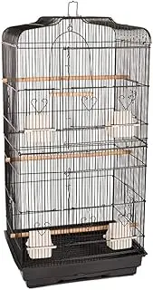 Pet Bird Cage Parrot Aviary Canary Budgie Finch Perch Black Portable Metal