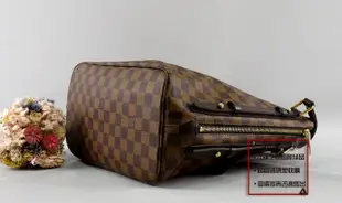 優買二手精品名牌店 LV N41108 咖啡 棋盤 格紋 Neverfull 肩背包 購物包 TOTE Cabas 全新