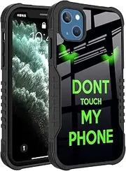 FJyuanqi Compatible with iPhone 15 Case for Men Women, Dont Touch My Phone Funny Design Heavy Duty Anti Slip Shockproof Hard PC Backplane Soft TPU Prevention Protective Case for iPhone 15
