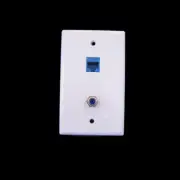 Ethernet Wall Plate CAT6 F type 3G Coax 2-Port Keystone Network Female to Female