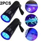 2 Pcs UV LED Flashlight Ultra Violet Blacklight Light Tactical Inspection Torch