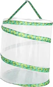 Large Round Insect Breeding Tank Green Leaf Edging Portable Boys and Girls Butterfly Cage