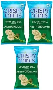 Quaker Crispy Minis Crunchy Dill Flavor Brown Rice Chips, 100g (3 Pack)