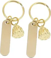 [SAFIGLE] 2Pcs Creative Brass Keychain Pendants DIY Adornments with Strong Split Ring for Easy Carrying Portable with Engraved Phone Number Friends