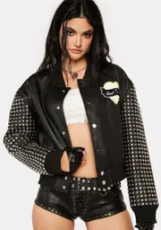 [AZALEA WANG] Stud Bomber Jacket