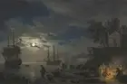 Wall Art Print Night: a Port in the Moonlight by Claude Joseph Vernet, 18" x 12"