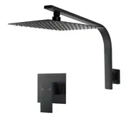 ACA WELS Square 10'' Ultrathin Stainless Steel Rainfall Shower Head Gooseneck Wall Arm Mixer Tap Black