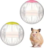 CHEUNGHAO 2 Pieces Hamster Exercise Ball, 5.7 Inch Hamster Running Ball Transparent Plastic Hamster Ball Wheel for Dwarf Hamsters Small Pets to Reduce Boredom and Increase Activity