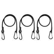 3 Pack Bungee Cords with Hooks 20" Straps Strong Elastic Rope Black