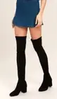 Steve Madden Isacc 7.5 Black Vegan Suede Fabric Harness Over Knee Fashion Boots