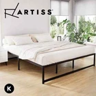 Artiss Bed Frame King Size Metal Mattress Base Platform Foundation Black TINO