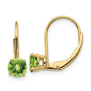 14k Yellow Gold 5mm Peridot Leverback Earrings