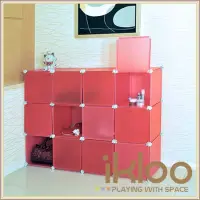 在飛比找博客來優惠-【ikloo】diy家具12格12門收納櫃/組合櫃 桃花紅