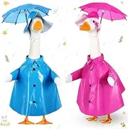 Yeyeplum 2 Set Spring Goose Outfit Raincoat and Umbrella Lawn Porch Goose Cloths Costume Raincoat Outfit for Spring Outdoor Patio Yard Lawn Decoration