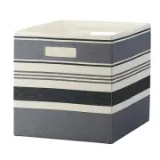 12.75" Black Stripe Fabric Cube Storage Bin Organizer Box