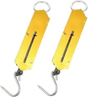 [Mipcase] 2pcs Portable Hanging Scale Accurate Weighing Tool for Luggage Produce Fishing Comfortable Handle Large Hook for Home Farm and Outdoor Use Yellow