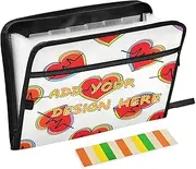 Custom Accordion Document File Folder Expanding 13 Pockets A4 Letter Size Customizable File Storage Organizer with Zipper Closure for Paperwork Cartoon Love Electrocardiogram Red organizador