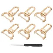 6Pcs Swivel Clasps 0.98" D Ring Detachable Snap Hook with Screwdriver Light Gold