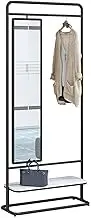 Body Length Mirror Full-Body Floor-to-Ceiling Mirror Rotating Dressing Mirror Hanging Coat Rack Integrated Simple Storage Home Bedroom Coat Rack Floor Mirrors(Black,70cm)