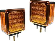 2 Pieces LED Square Pedestal Lights LED Turn Lights Square Double Sided Warning Light Accessory for Trailer Truck