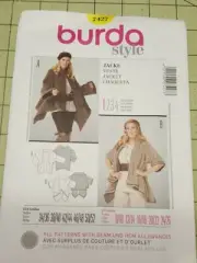 Burda Pattern 7427 Front Drape Jackets Sizes 8/10 12/14 16/18 20/22 24/26 UNCUT