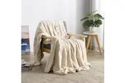 Dreamaker Coral Fleece Heated Throw Blanket Cream 180x200cm