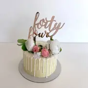 Acrylic Rose Gold 'forty four' Script Cake Topper