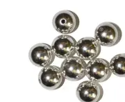 12mm Round Bright Silvertone Metalized Metallic Beads